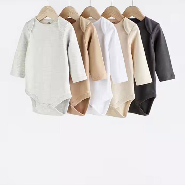 Long Sleeve Body 5-Pack Essential Baby Body Suits with Long Arm