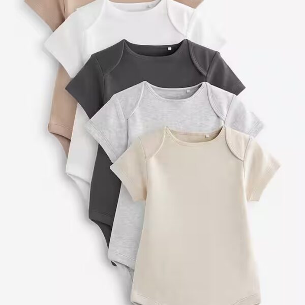 Short Sleeve Body 5-Pack Essential Baby Body Suits with Short Arm