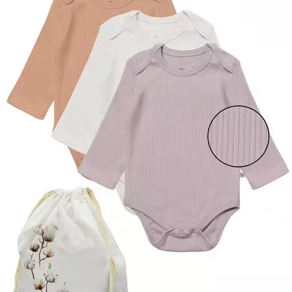 Long Sleeve Body Rib (Pack of 3) Multicolor Unisex Baby Body for Boys and Girls