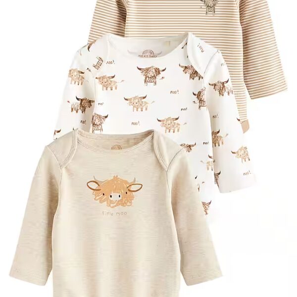 Long Sleeve Body Hamish Baby Bodysuits 100% Cotton Pack of 3