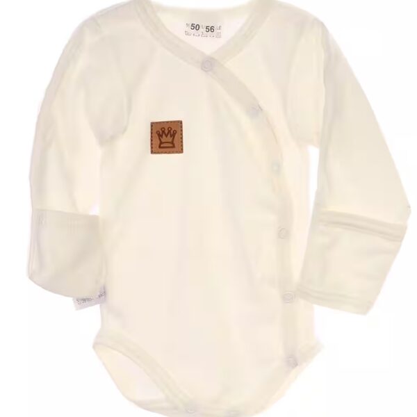 Body Baby long-sleeved body wrap body with scratch protection in cream with crown