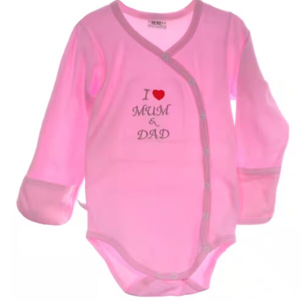 Body wrap body with scratch protection baby long sleeve body embroidered in pink
