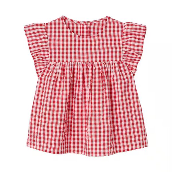 Short-sleeved blouse Flowered girls blouse with short floral sleeves