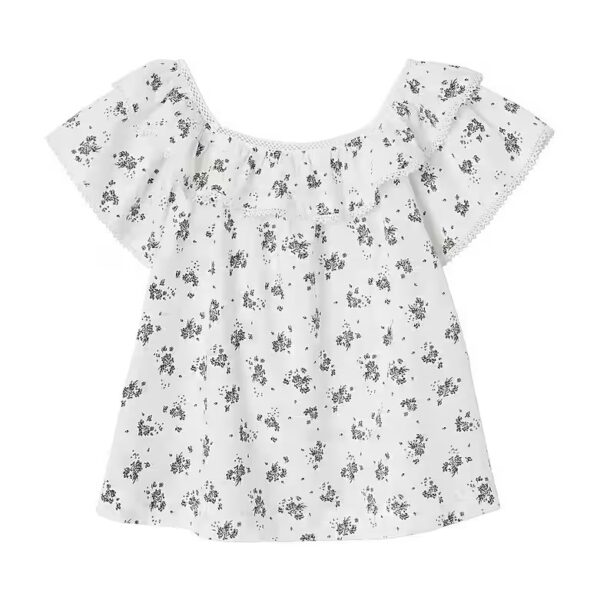 Short-sleeved blouse girl blouse floral pattern