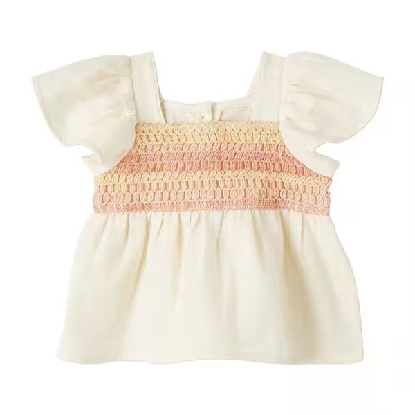 Short Sleeve Blouse Girl Baby Crochet Lace Blouse