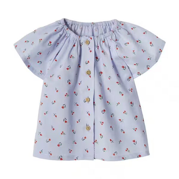 Short Sleeve Blouse Baby Blouse with Butterfly Sleeves