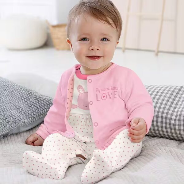 Romper, jacket & hat 3 piece baby set, for little girls