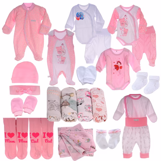 Initial Kit Baby Set 22 Pieces Bodysuit Pants Rompers Tights Shirt Socks