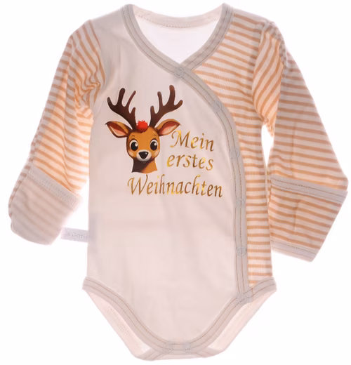 Wrap Bodysuit Baby Long Sleeve Bodysuit in Cream for Christmas Bodysuit with Scratch Protection