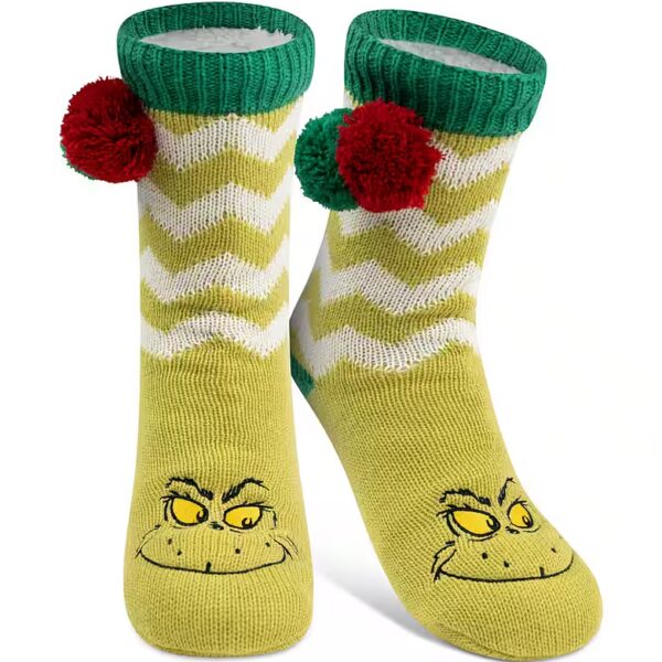 House Socks The Grinch Hut Socks House Socks Pompom Sherpa Lining Cuddly Socks