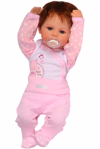 Bodysuit & Pants, Baby Suit, Wrap Bodysuit and Pull-On Pants in Pink with Stars