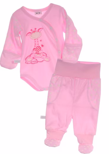 Bodysuit & Pants Wrap Bodysuit and Pants Baby Suit 2 Piece Set Bodysuit in Pink with Stars