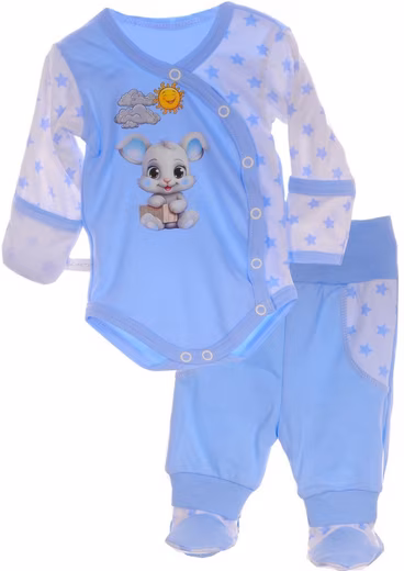 Wrap Bodysuit Body with Scratch Protection and Pants Baby Suit 2 Pieces Set Bodysuit