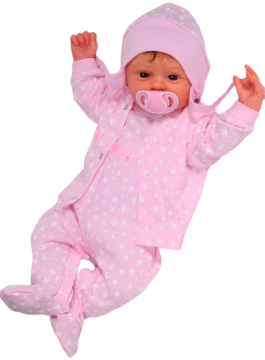 Romper, Jacket & Beanie Baby Romper Hat and Camisole Set Suit in Pink with Stars