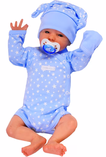 Wrap Bodysuit Baby Set Long Sleeve Bodysuit and Hat Bodysuit Knot Hat in Blue