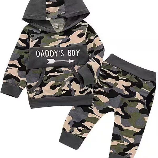 Top & Pants Baby Boys Long Sleeve Hoodie Top & Pants Outfit Camo Baby Clothes