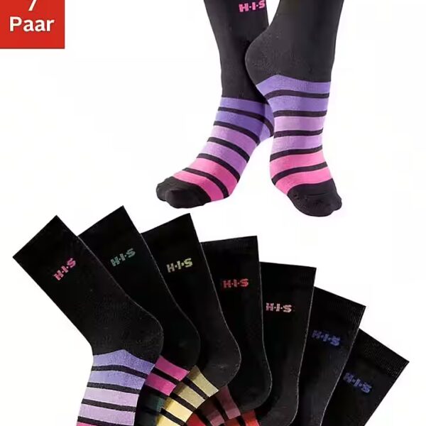 Casual socks (pack, 7 pairs) with colorful ringlet pattern