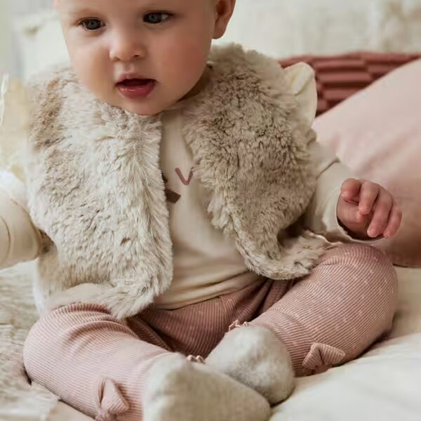 Shirt & Leggings Baby fur vest, top and leggings in a set of 3