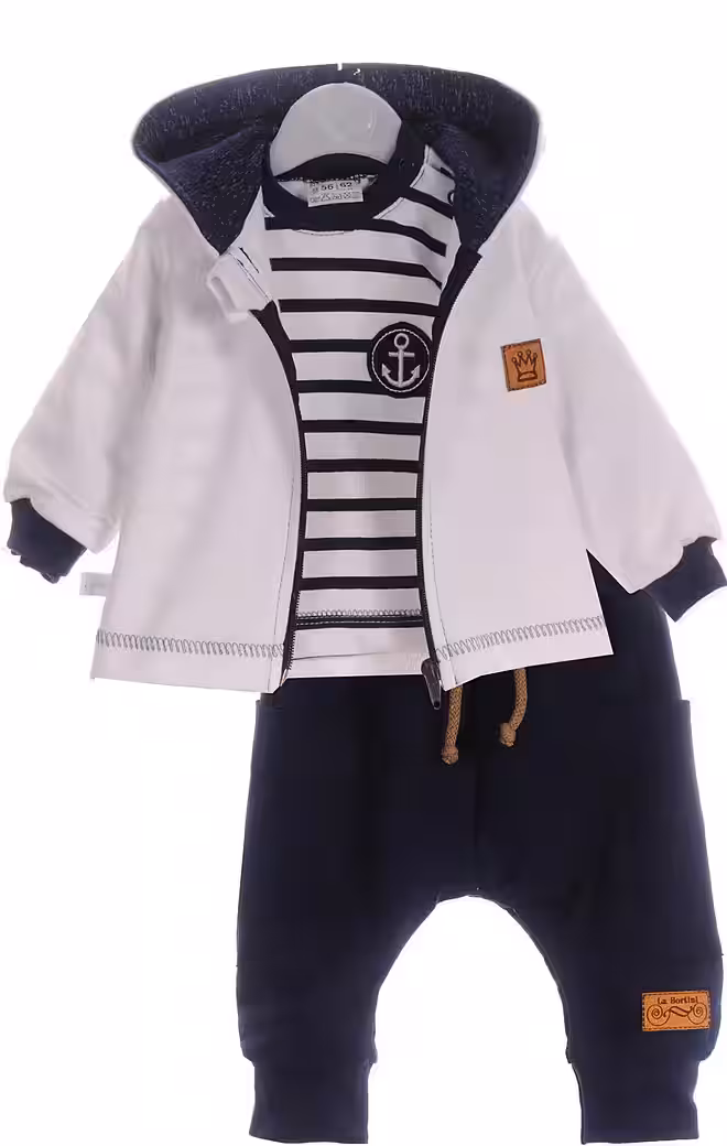 Long-sleeved shirt & trousers hooded jacket shirt and trousers baby and children's suit 3 pieces elastic, striped, 50 56 62 68 74 80 86 92 98