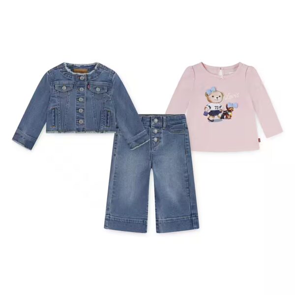 Shirt, trousers & jackets LVG JACKET TEE, WIDE JEANS (set, 3 pieces) Trend Denim, for Girls