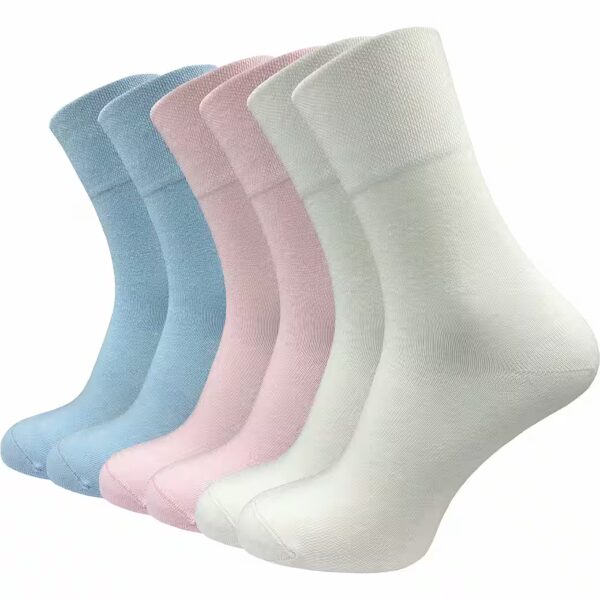 Diabetic socks for women, without rubber print & without pressing seam - business sock (6 pairs) extra wide piquet rope on a comfort waistband; in black, gray & more