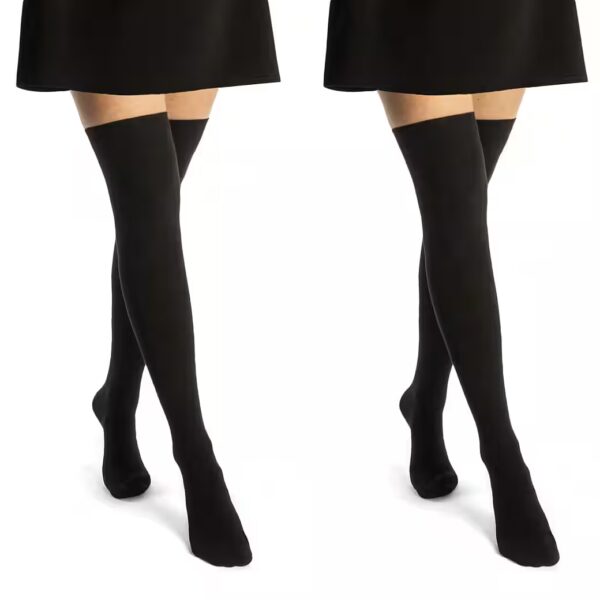 Overknees 2 Pairs Overknee Stockings Women's Knee Stockings (Colorful Ringlets, 39-42) Black Colorful Ringlets Cotton - 10723 WP