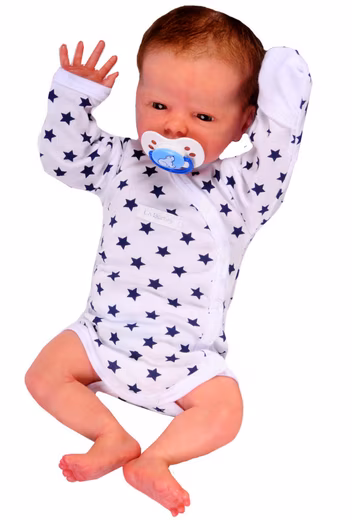 Wrap bodysuit baby bodysuit long-sleeved bodysuit with scratch protection with stars - Image 2