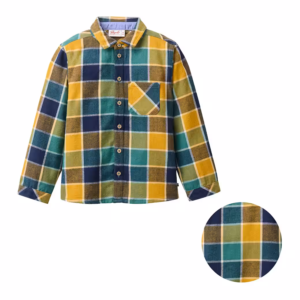 Flannel shirt, brightly checkered