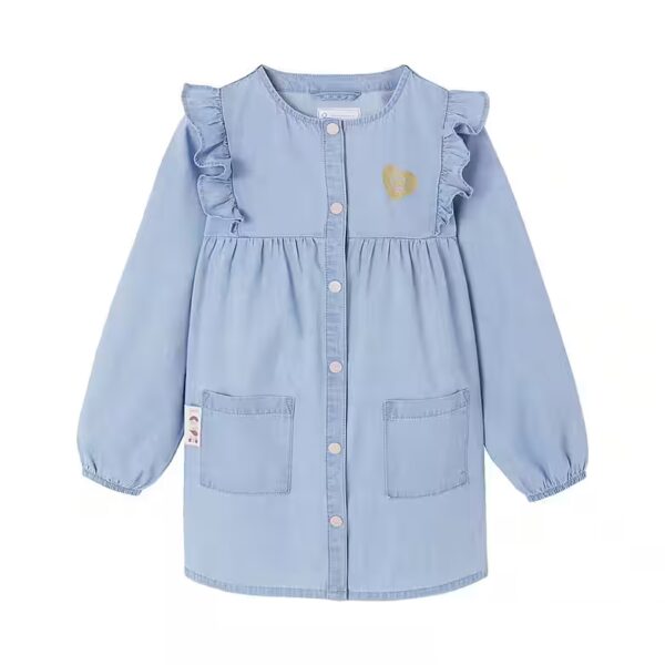Long-sleeved shirt, girls' painting smock made of chambray