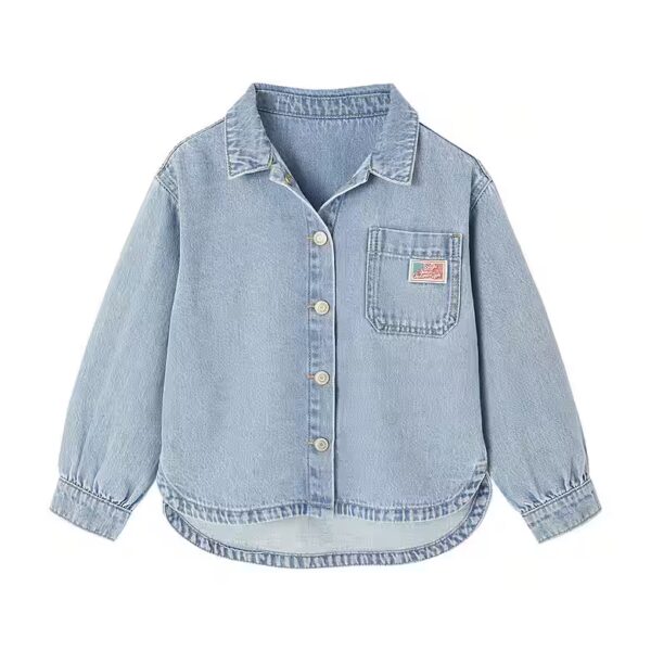 Long-sleeved shirt, loose-fitting denim shirt for girls