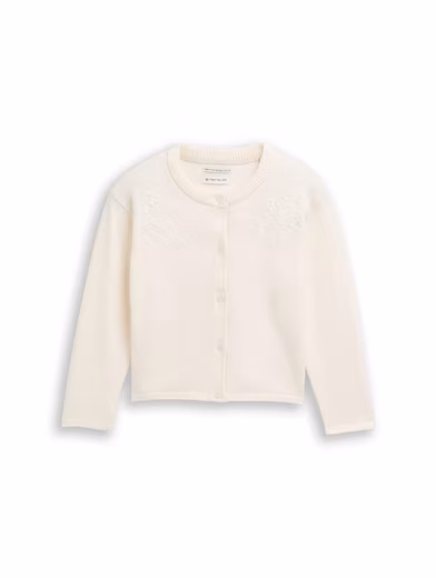 Cardigan with structured floral patterns, for girls