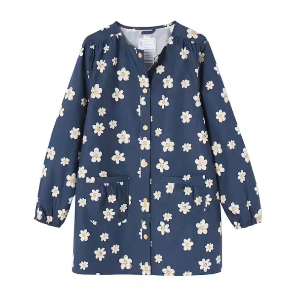 Long-sleeved shirt, girls' painting smock with daisies