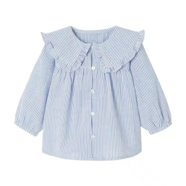 Long-sleeved striped blouse made of cotton seersucker for baby