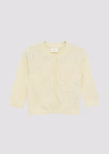 Cardigan with heart openwork pattern 1-piece