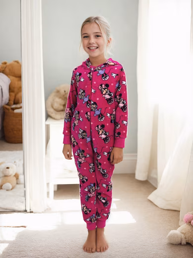 Jumpsuit Disney Minnie Mouse Jumpsuit with Hood Overall Pyjamas Sleepsuit