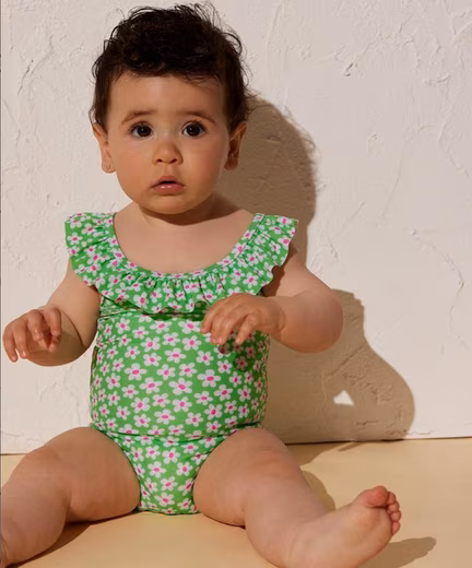 Swimsuit Ysabel Mora Baby Swimsuit Flowers green