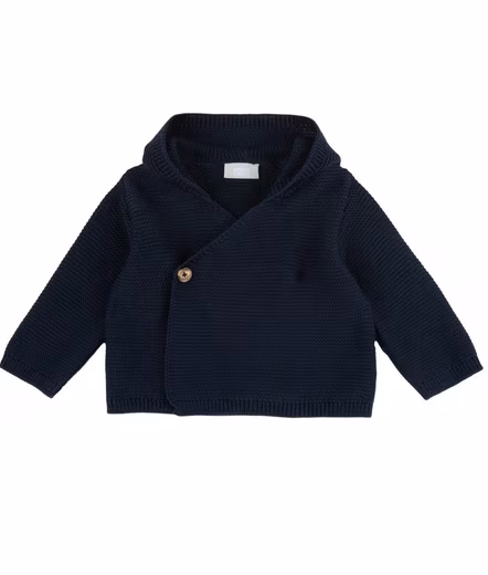 Hooded cardigan (1-piece) cozy knit fabric made of organic cotton