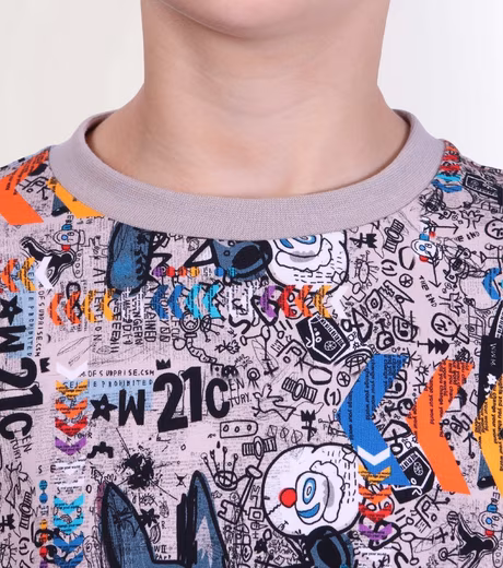 Sweater children's sweatshirt boys' sweater with colored graffiti print Cotton, Made in Europe - Image 4