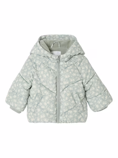 Quilted Jacket Baby Winter Jacket with hood and floral pattern