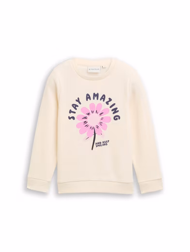 Sweater with front print, for girls
