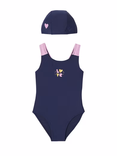 Swimsuit swimsuit LOVE with swimming cap girl