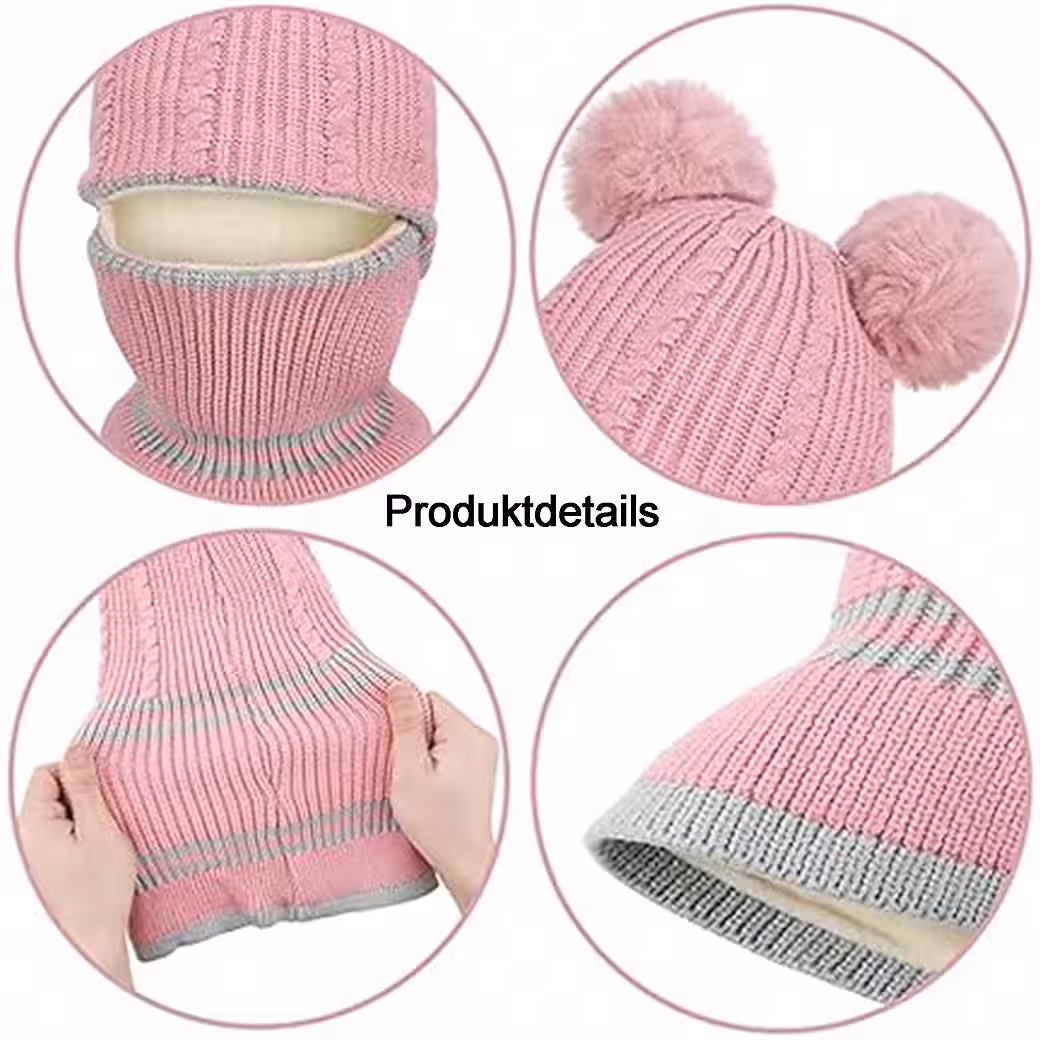 Slip-on hat baby unisex hat 2 pieces cute bear toddler earflap beanie warm - Image 3