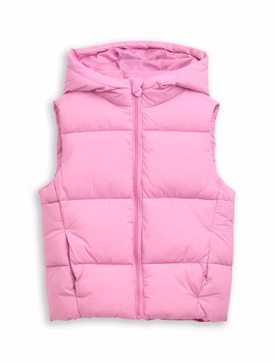 Quilted puffer vest with hood Hooded puffer vest