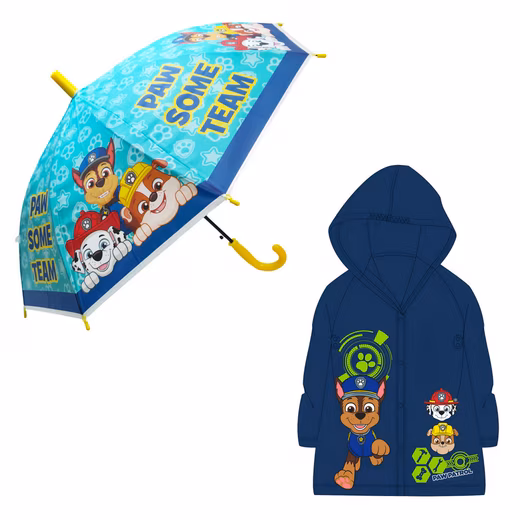 Rain poncho Paw Patrol children's boys umbrella plus rain poncho umbrella (savings set, 2 pieces) size. 98 to 128