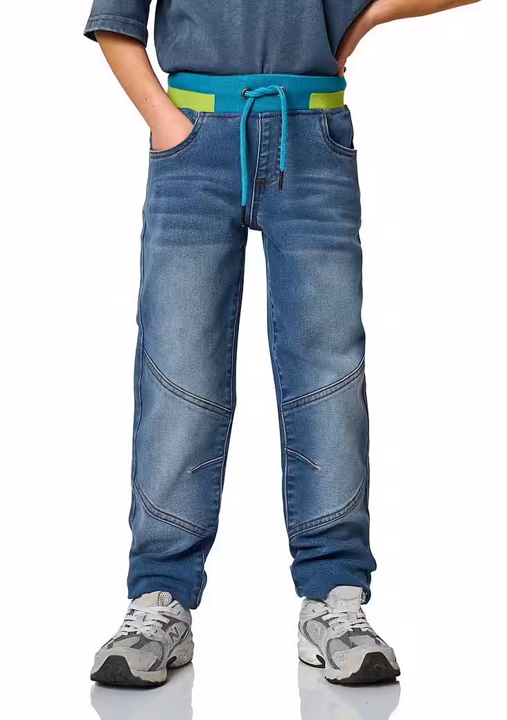 Straight jeans JAKO-O comfortable trousers with knee patches for children and babies, jeans look - Image 2