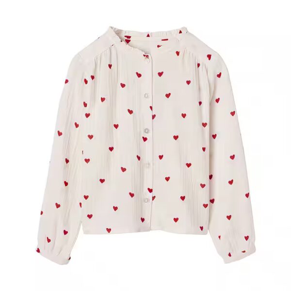 Long-sleeved shirt, girls' blouse made of muslin