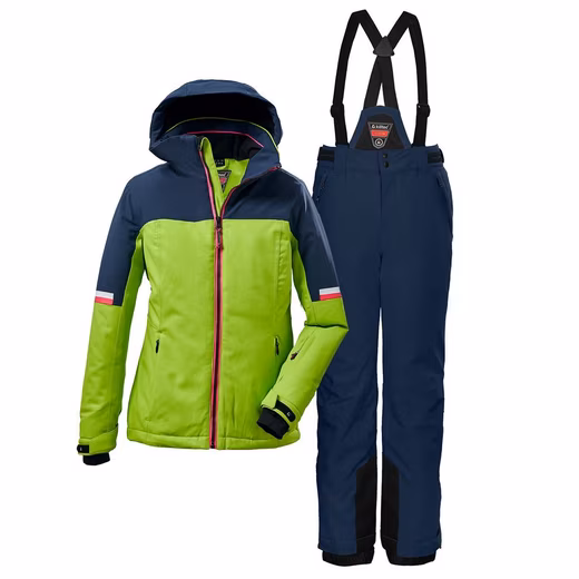 Ski suit for girls ski pants + ski jacket blue apple green