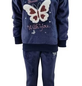 Velour tracksuit, sweatshirt, leisure set, hooded pullover + jogging pants, MF277