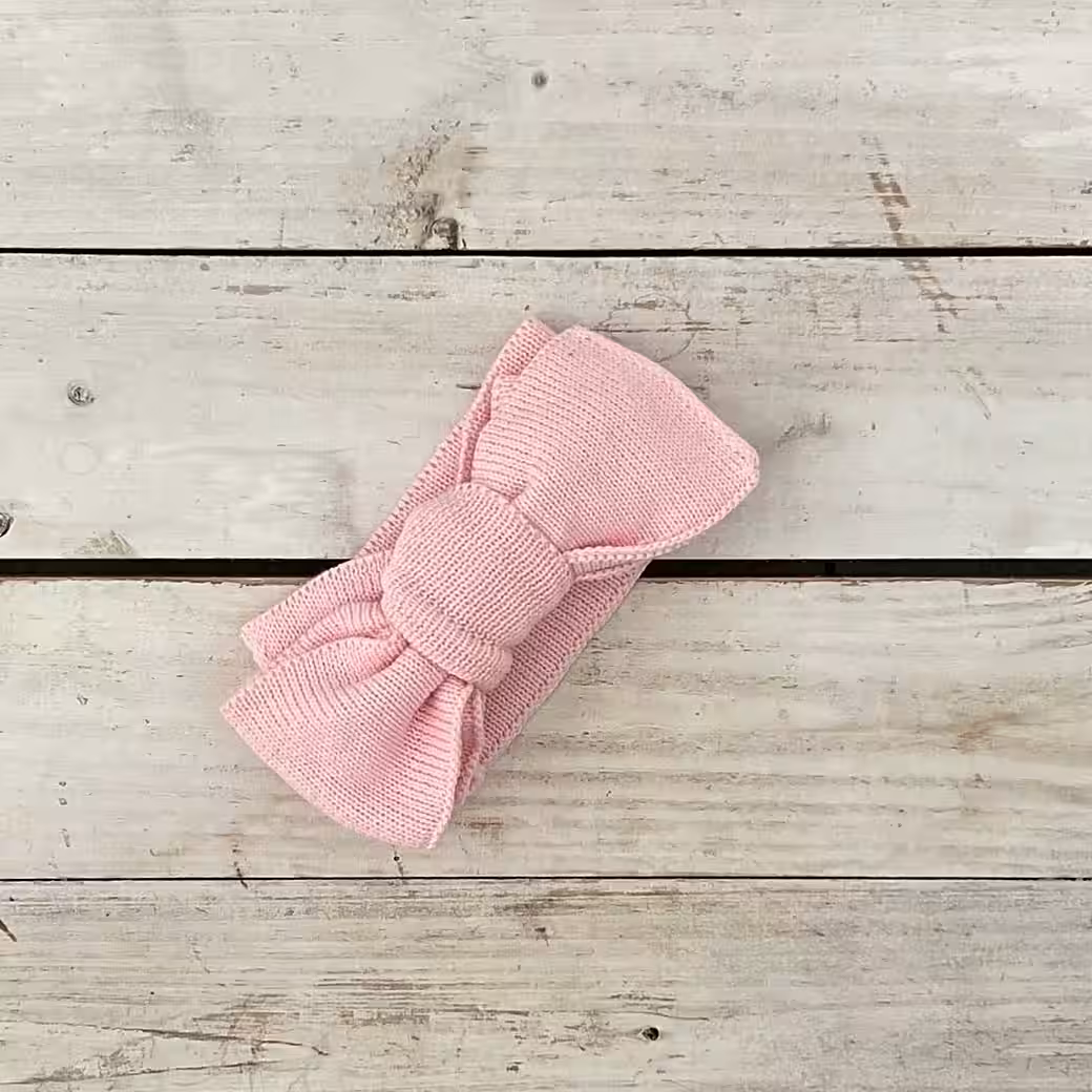 First hat hairband baby with bow from 0-6 months made of organic cotton in pink - Image 4