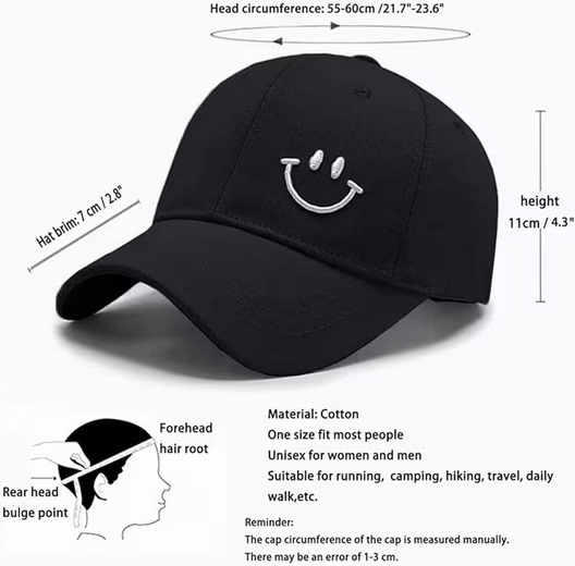 Baseball Cap Unisex Adjustable Baseball Cap, Cotton, Sun Protection - Image 2